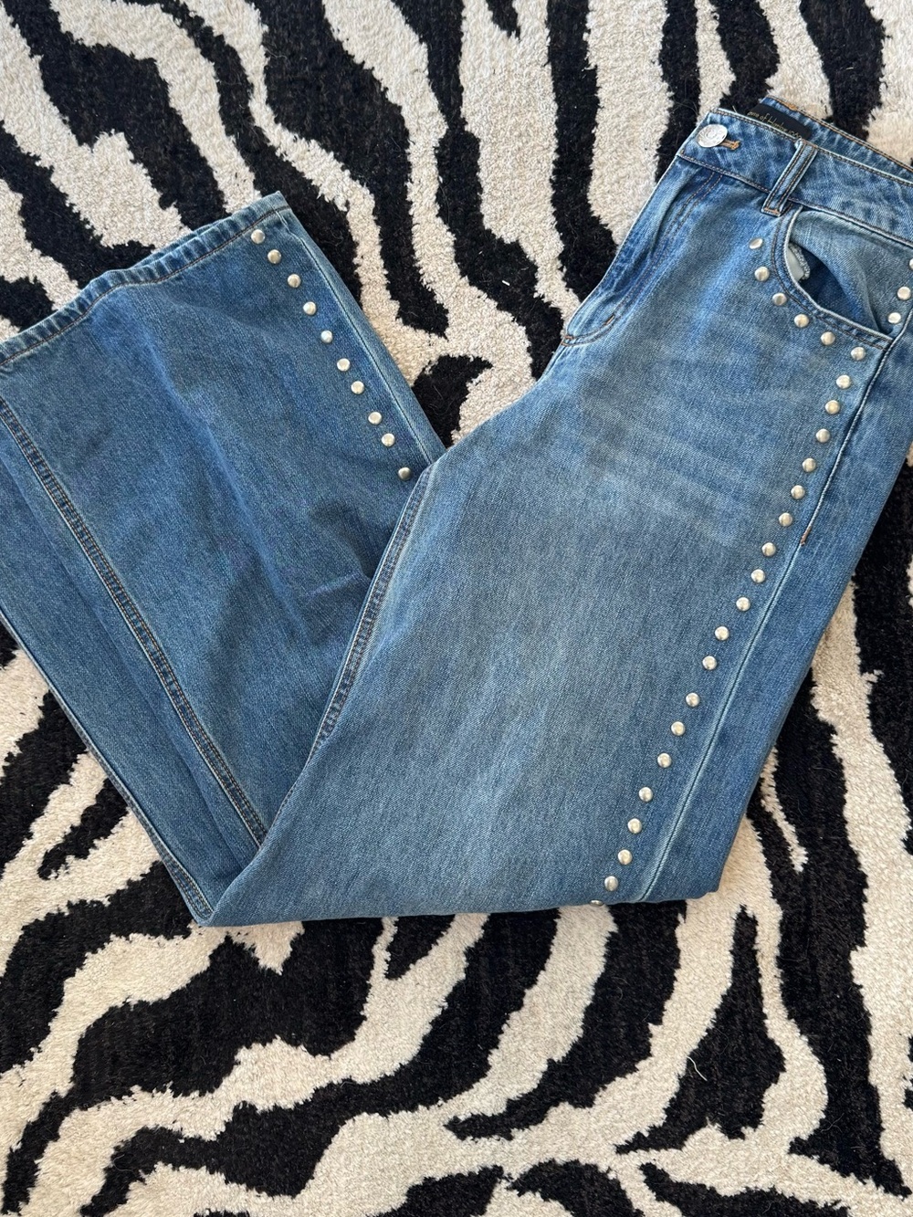 House of Harlow 1960 Studded Wide-Leg Jeans